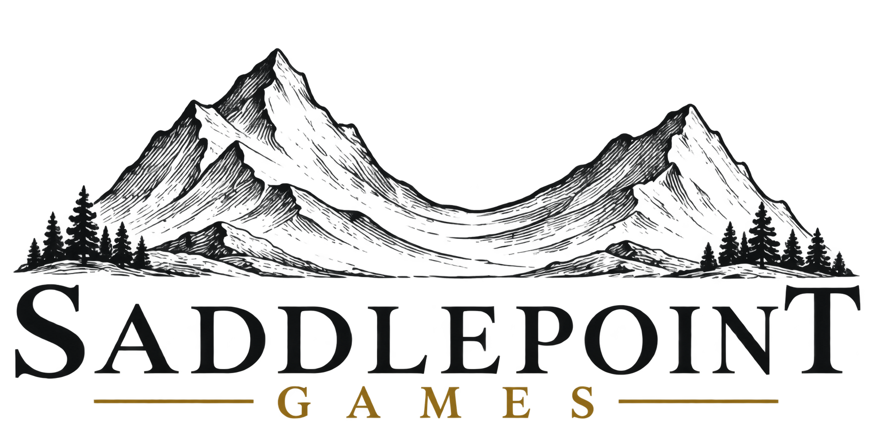Saddlepoint Games engraved mountain logo